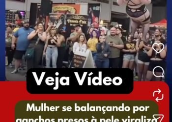 Vídeo de mulher se balançando por ganchos presos à pele viraliza e impressiona internautas