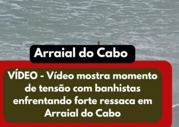Vídeo mostra banhistas em área de risco durante ressaca na Praia Grande, em Arraial do Cabo