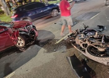Motociclista fica gravemente ferido após colisão em frente ao Manauara Shopping em Manaus