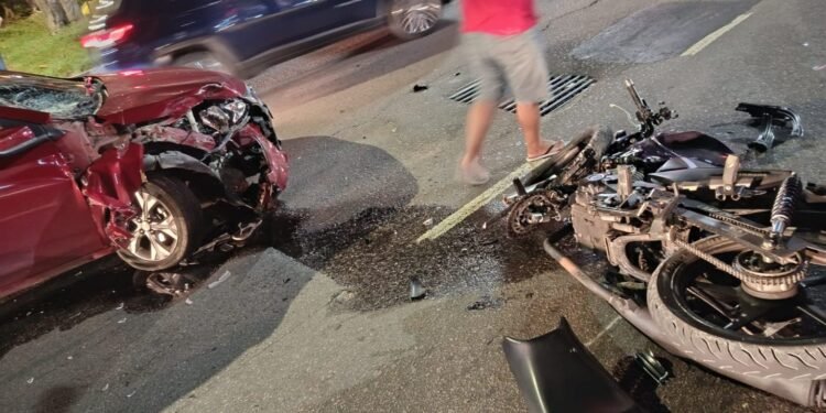 Motociclista fica gravemente ferido após colisão em frente ao Manauara Shopping em Manaus