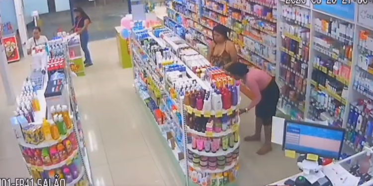 Câmeras flagram grupo de mulheres furtando produtos em drogaria na zona centro-sul de Manaus