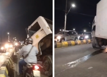 Caminhão tem pane mecânica e trava trânsito na Avenida das Torres