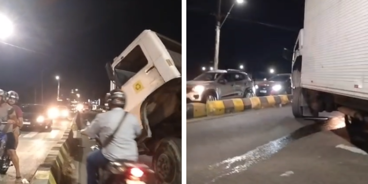 Caminhão tem pane mecânica e trava trânsito na Avenida das Torres