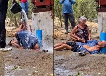 Casal de idosos se emociona ao encontrar água no sertão