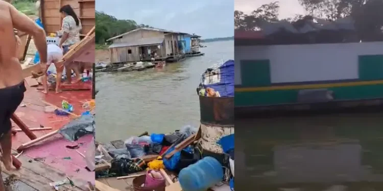 Temporal causa estragos e danifica flutuantes e escola em comunidade de Tapauá