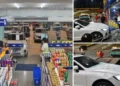 Carro invade drogaria na Ponta Negra e derruba balcão sobre funcionária