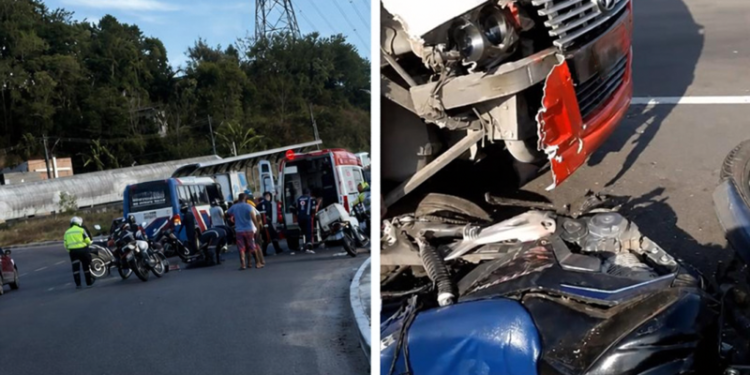 Motociclista fica gravemente ferido após colisão com ‘rota’