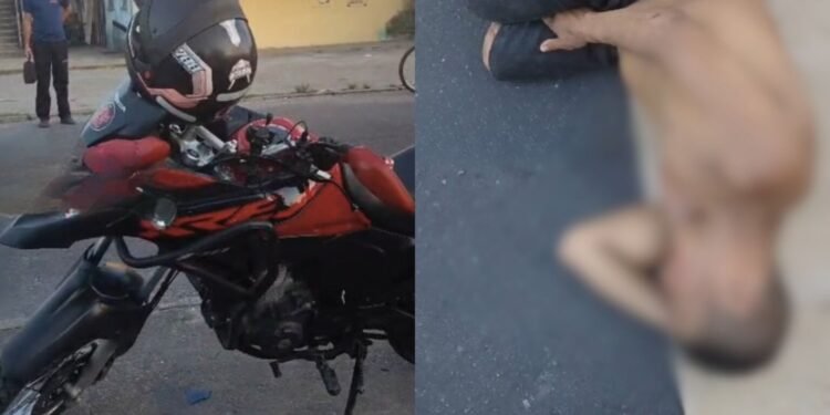 Motociclista fica ferido após colisão com carro no Jorge Teixeira