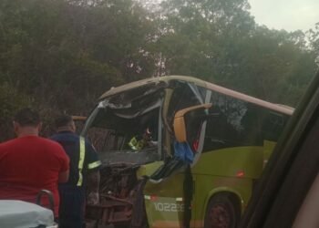 Batida entre ônibus e carreta provoca congestionamento de quilômetros na BR-174, em Manaus