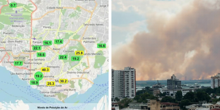 Qualidade do ar em Manaus varia após incêndio no Cacau Pirêra