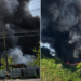 Incêndio deixa rastro de fumaça próximo ao Distrito Industrial 2
